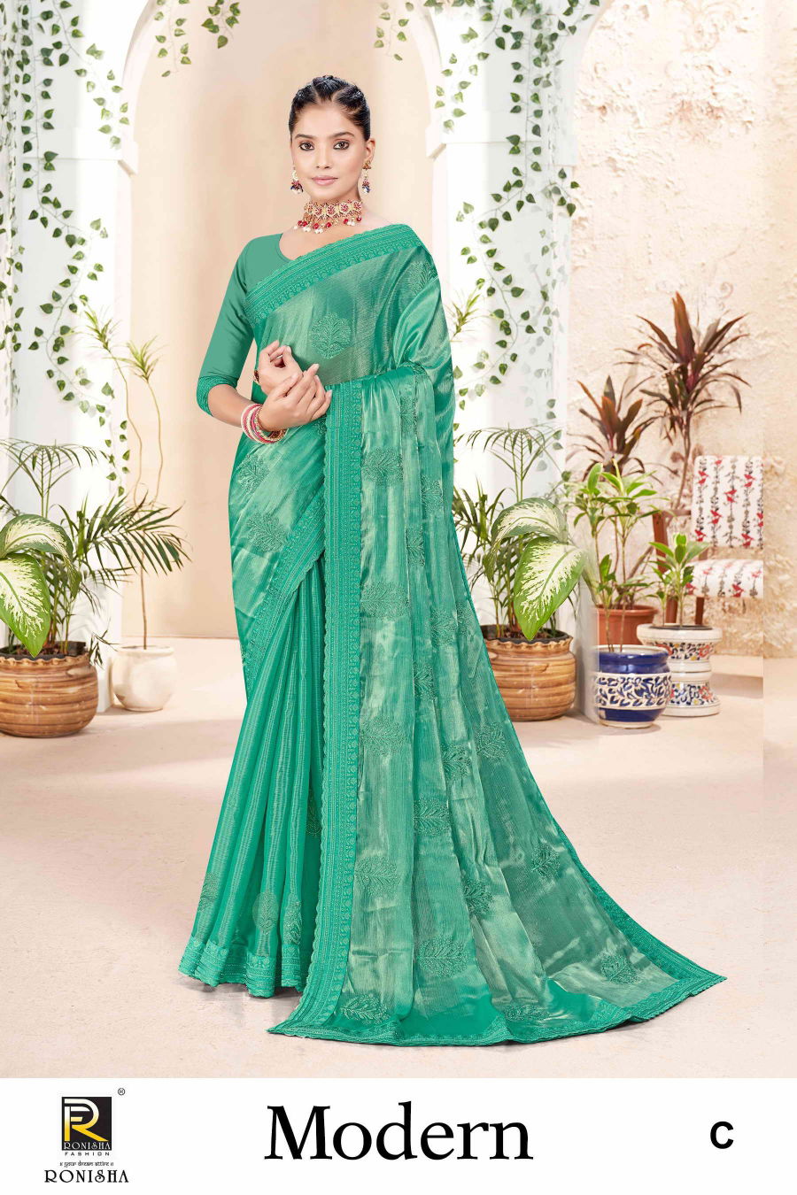Modern By Ronisha Embroidery Diamond Work Wedding Sarees Wholesale Shop In Surat
